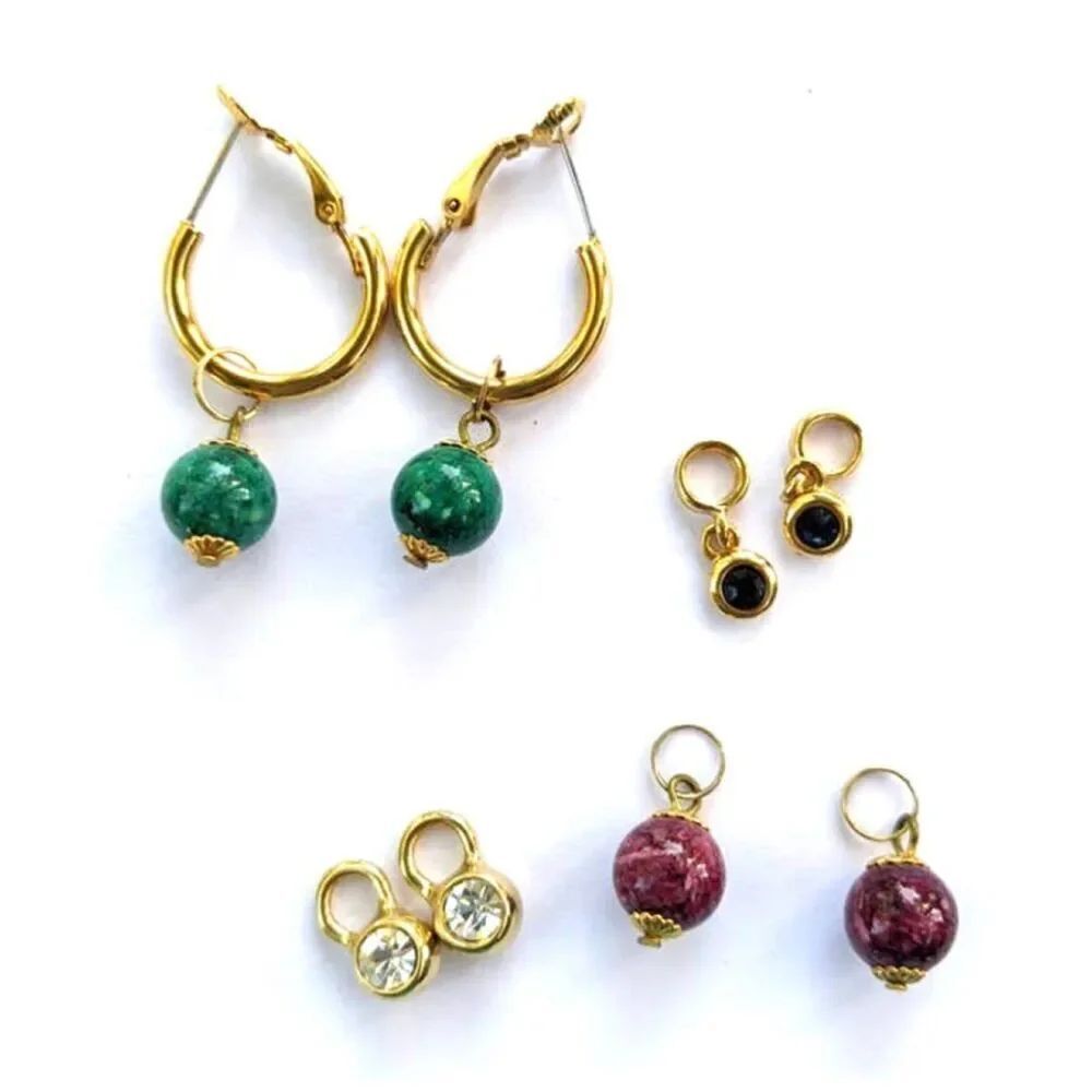 Gold tone interchangeable charm earrings